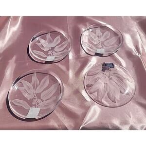 Vintage Modern Thomas O 'Brien Etched Leaf (Eucalyptus) Salad Plate Set Of 4 NEW